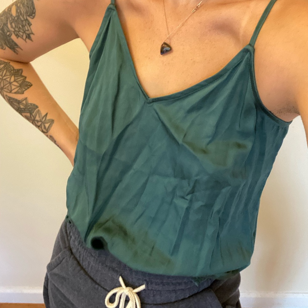 Teal blue flowy top